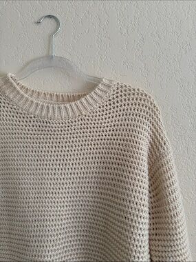 Forever 21 Cream Waffle Knit Crewneck Sweater